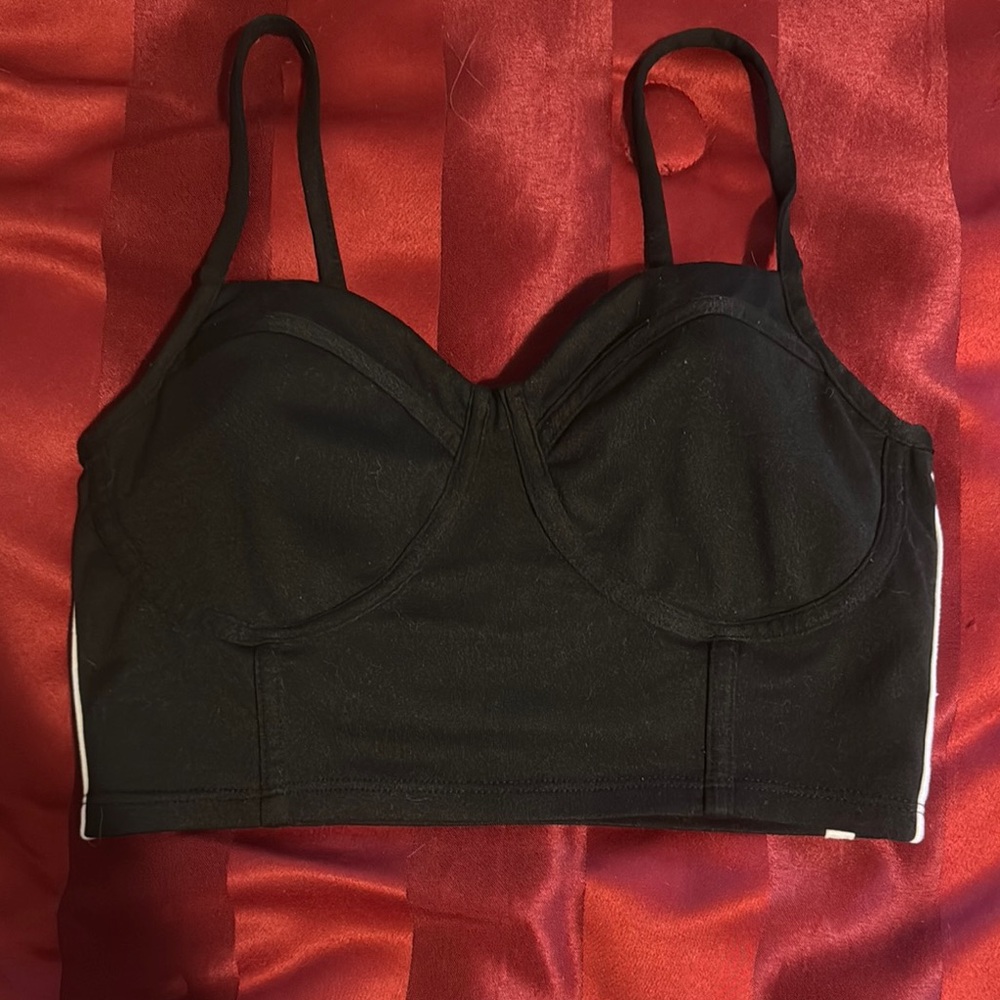 Black Crop Top with Adjustable Straps and Ruched Texture